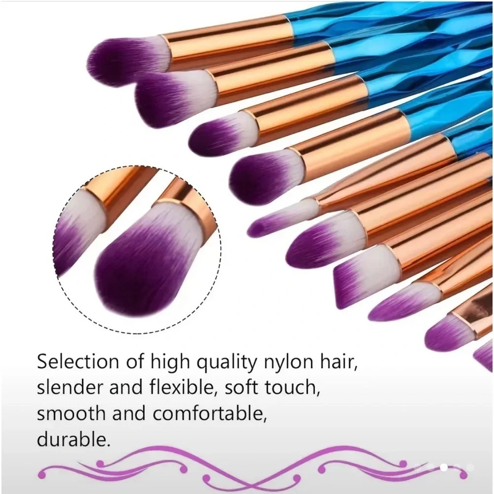20pc Metallic Ombré Geometric Makeup Brush Set High Quality